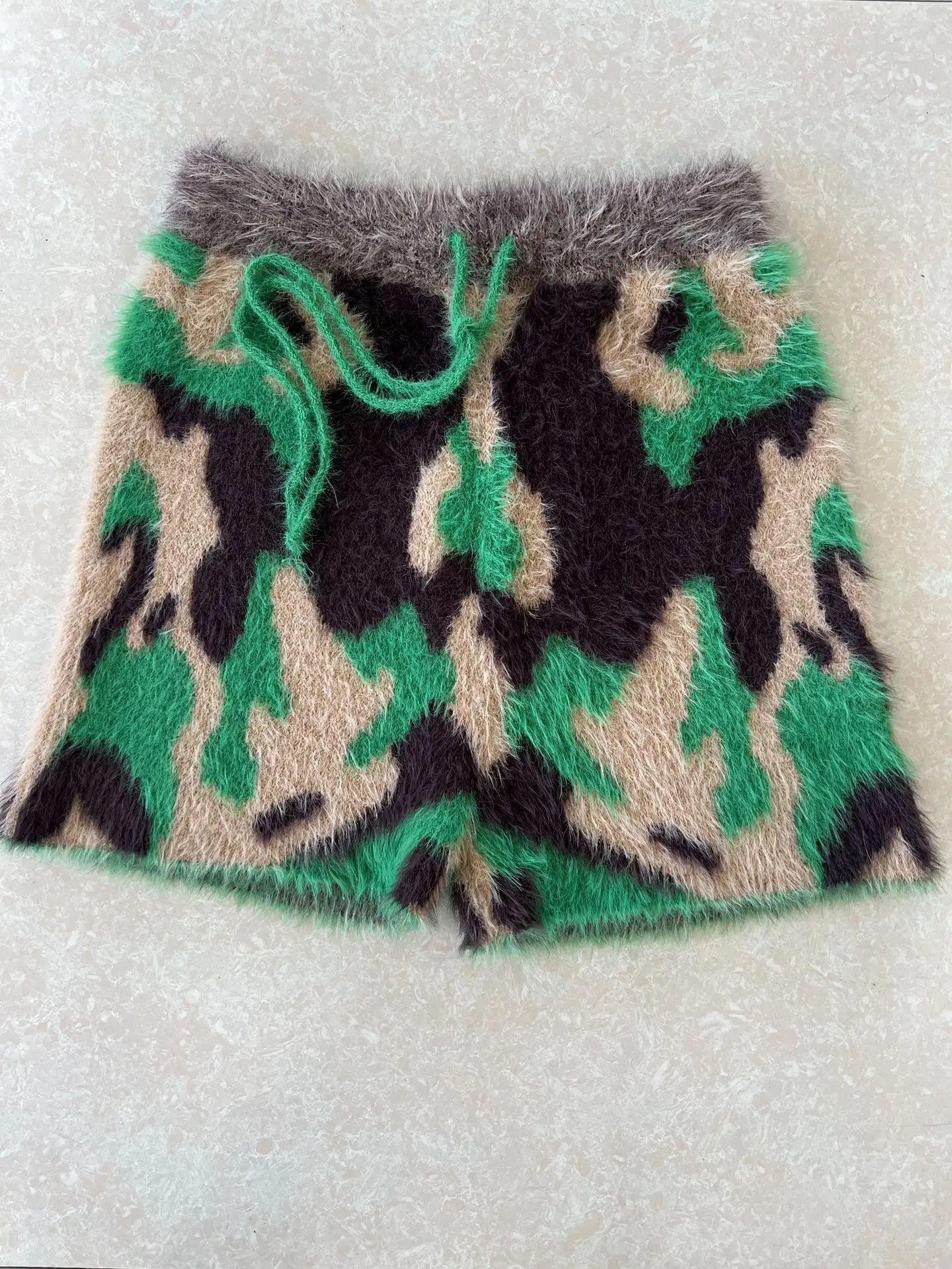 Camouflage Patch Drawstring Shorts