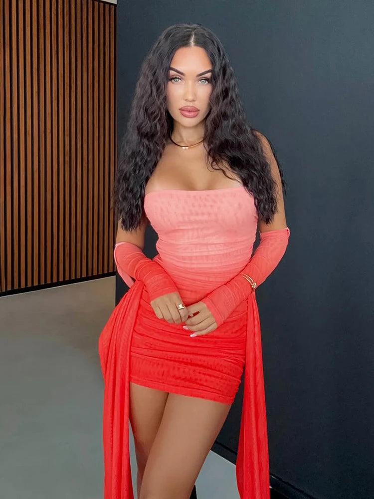 Mesh Tassel Mini Bodycon Dress