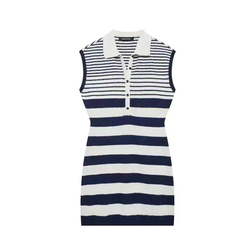 Striped Bodycon Mini Dress – Sleeveless Polyester