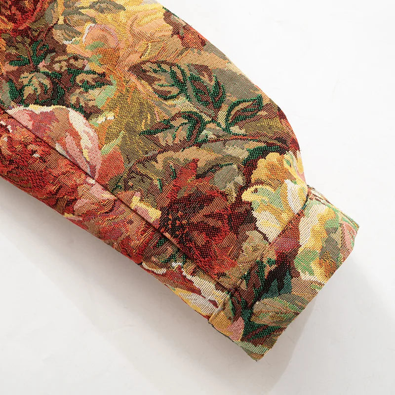 Vintage Floral Print Crop Jacket