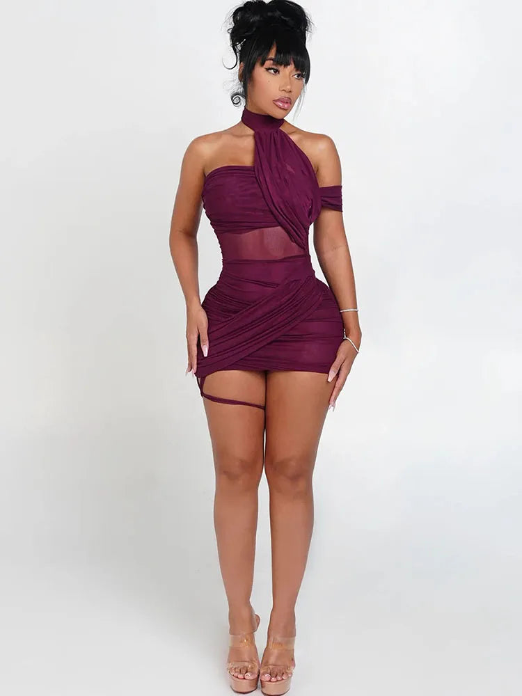 Cross Bandage Backless Mini Bodycon Dress