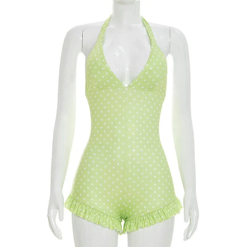Sweet Polka Dot Print Romper