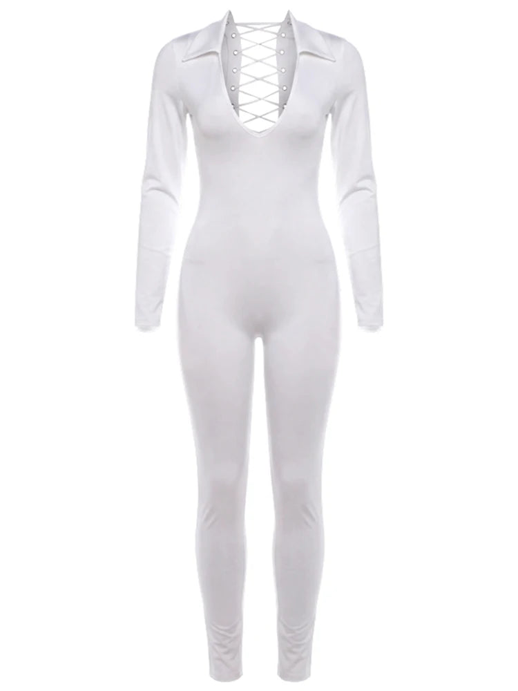 Cross Bandage Hollow Jumpsuit