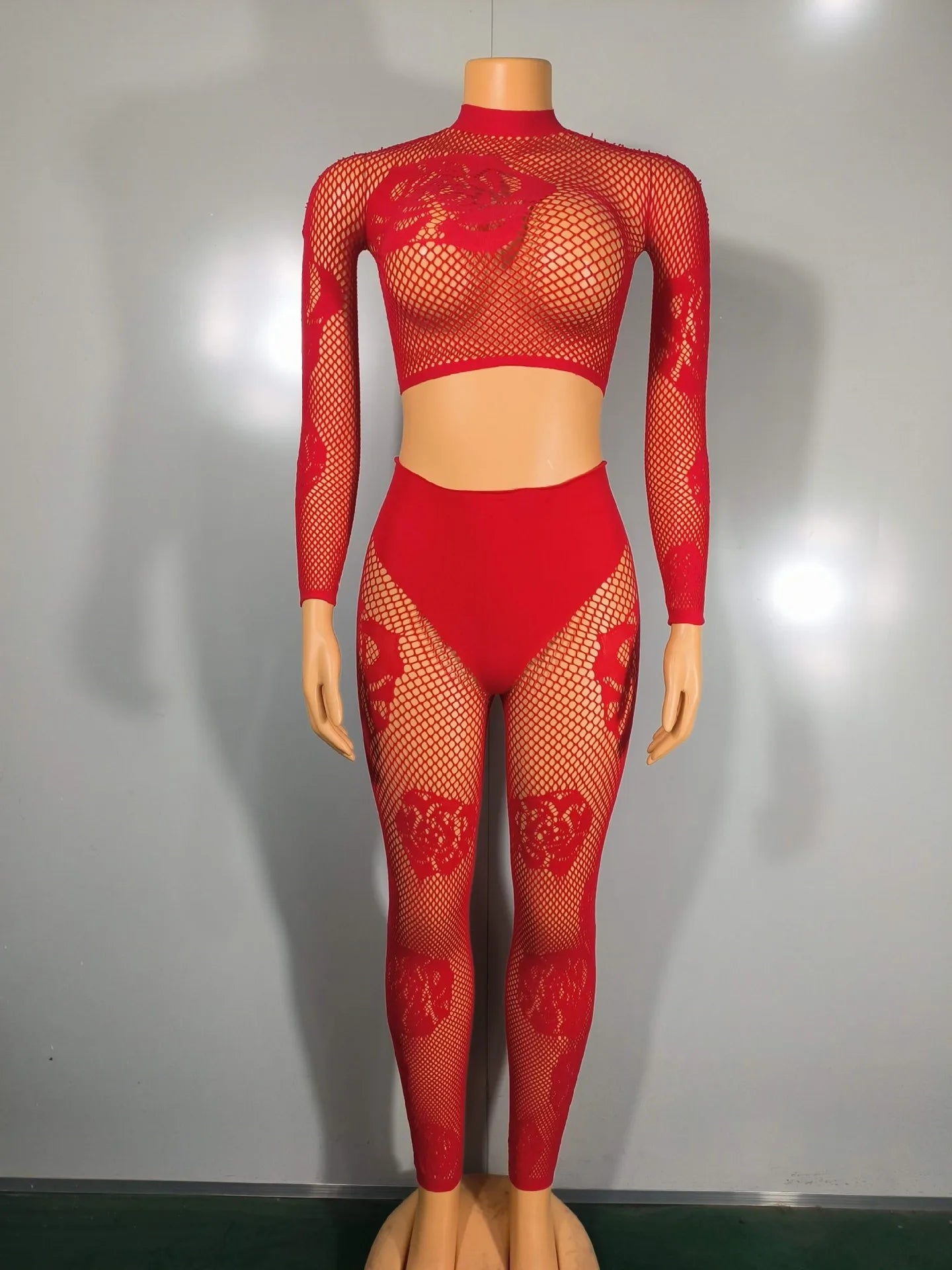Lace Me Mesh Two-Piece Pant Set.