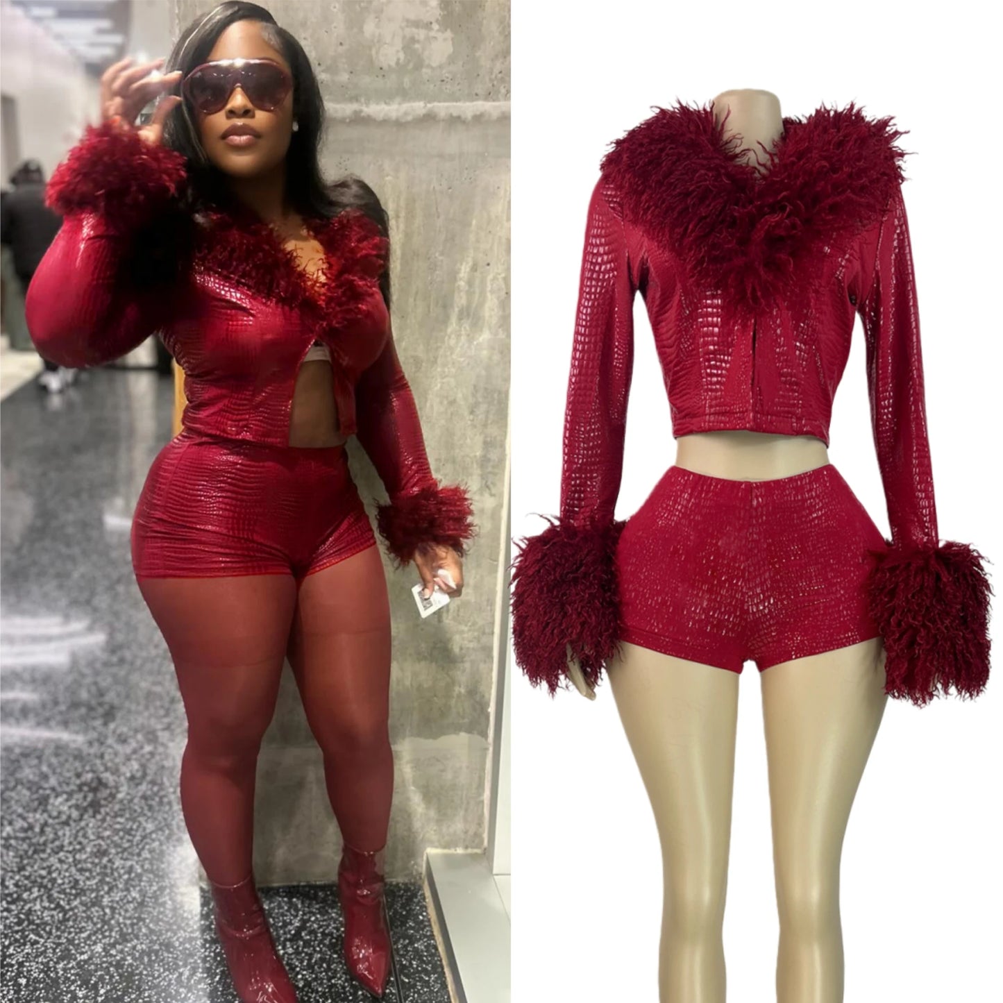 Bougie Hustler Fur Patchwork Set