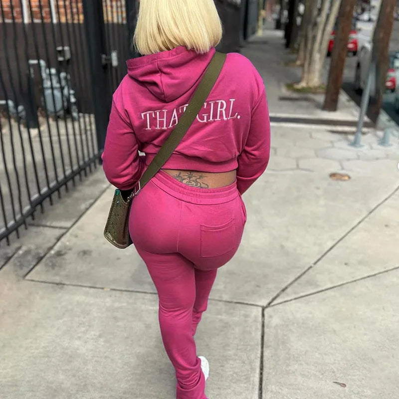High Waist Drawstring Pants Set.