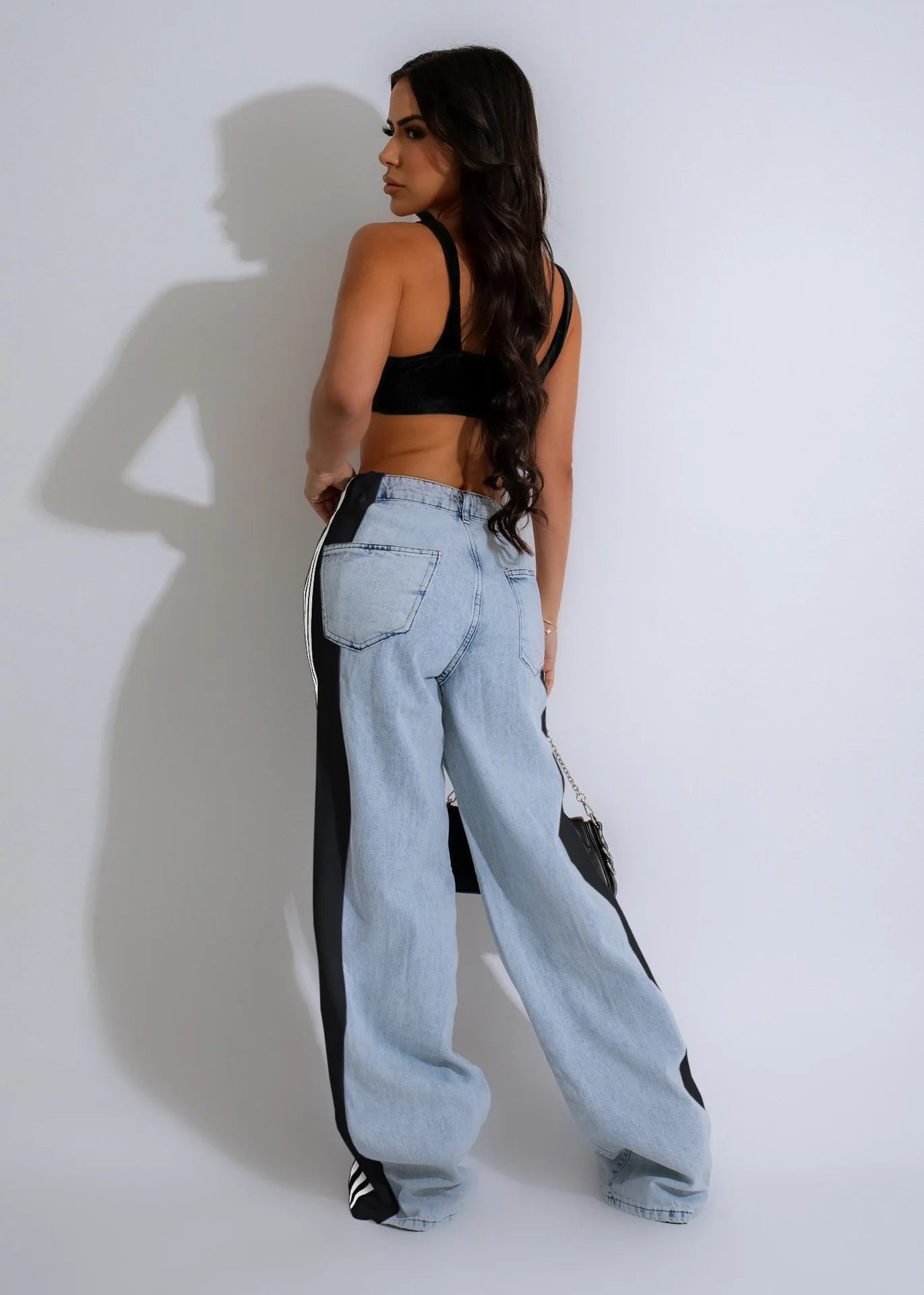 Fia Denim Striped High Waist Pants