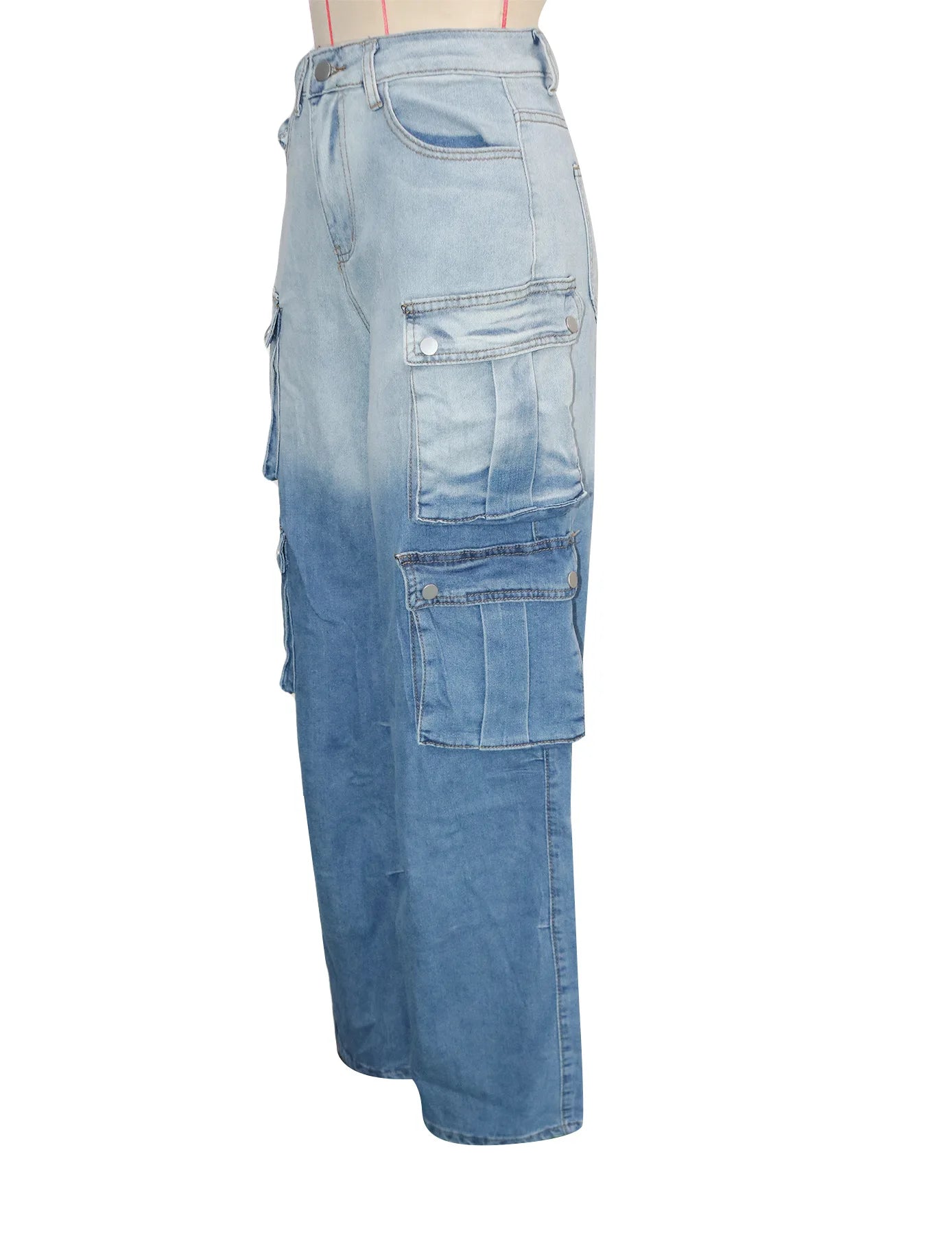 Gradient Solid Color Cargo Pocket