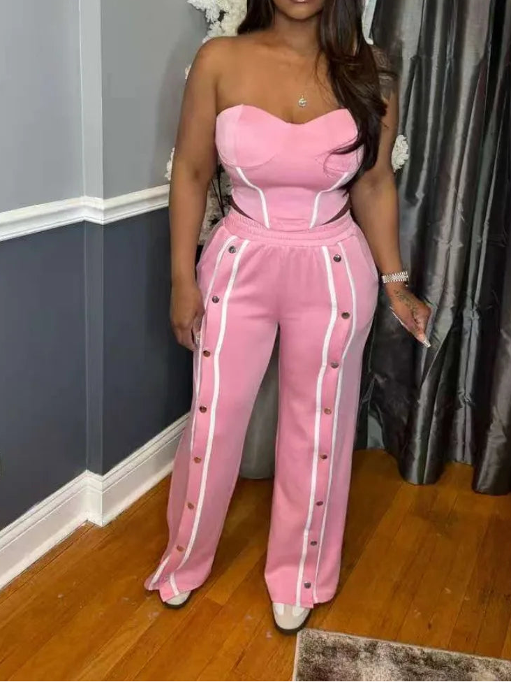 Colorful Two-Piece Pants Set