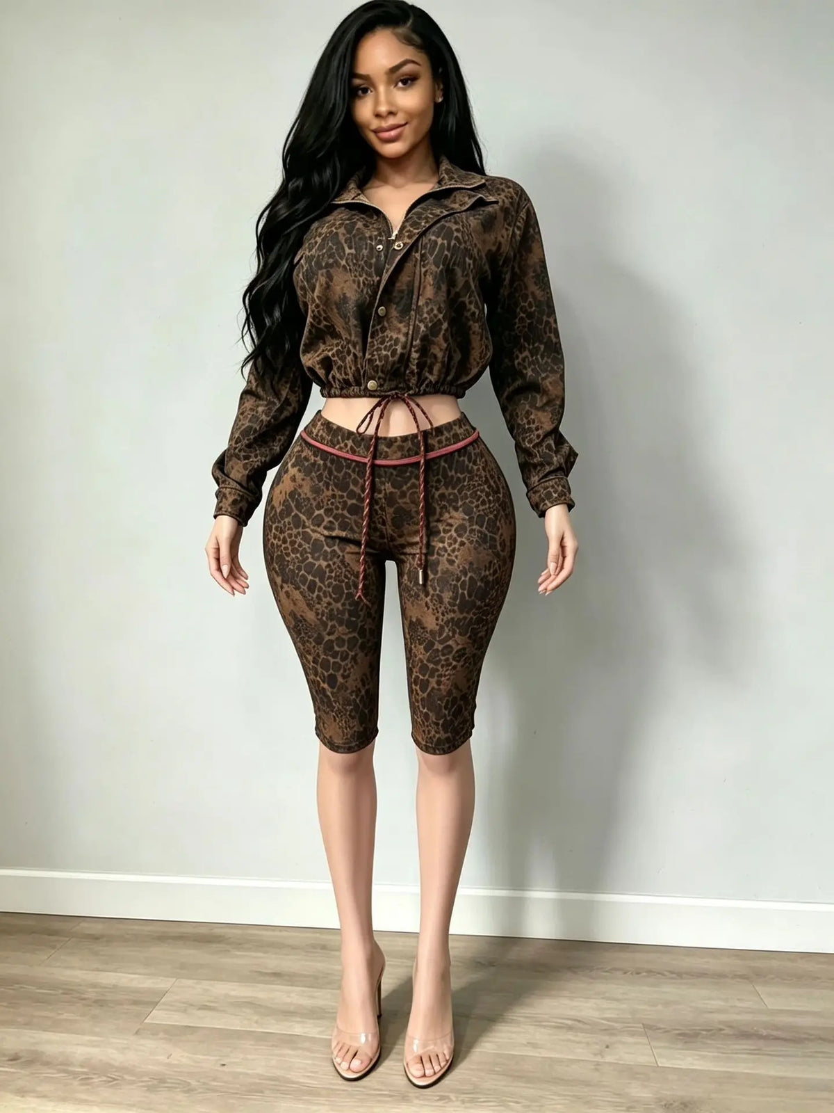 Leopard Jacket + High Waist Stretch Set