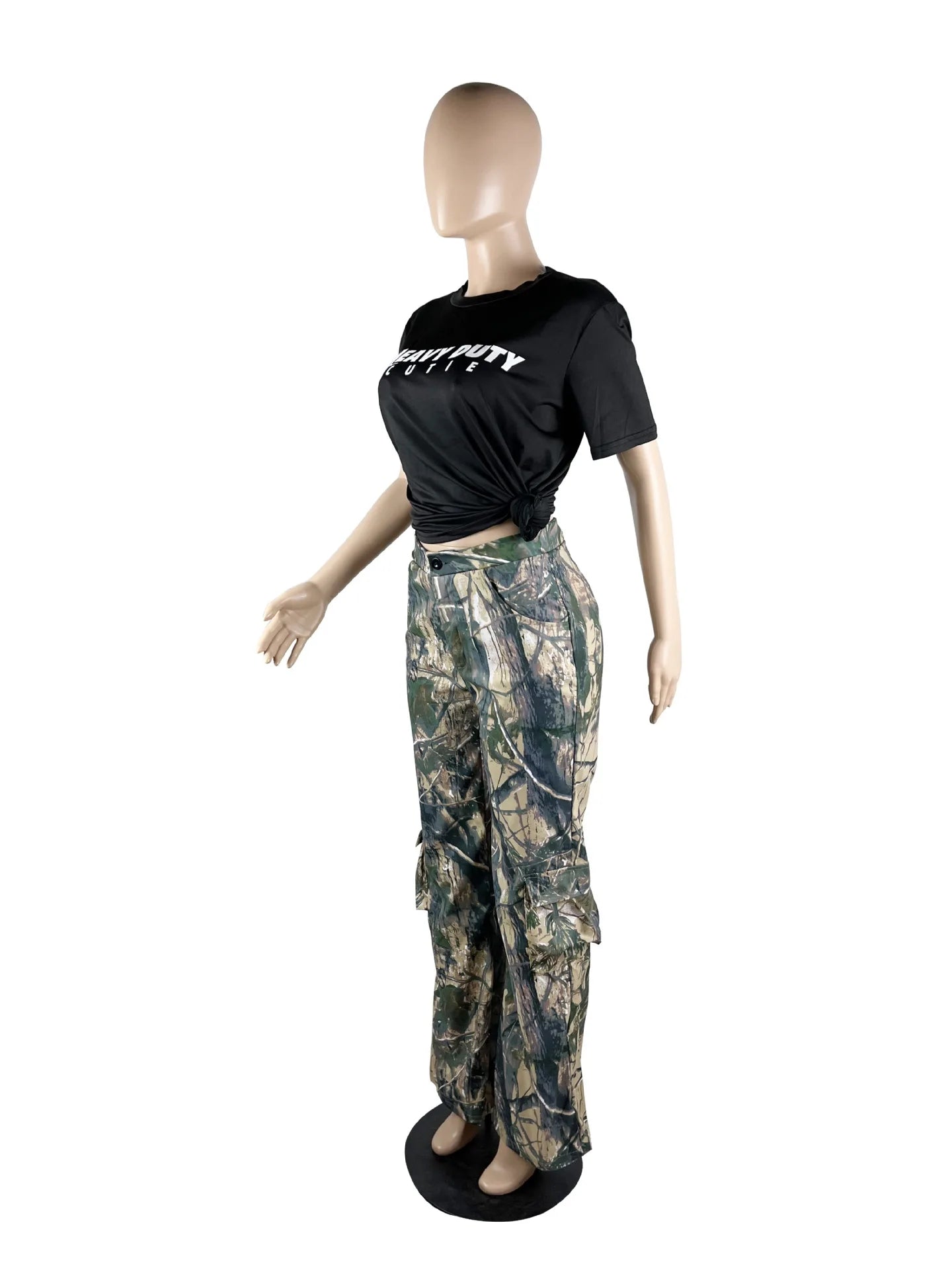 Camouflage Wide Leg Cargo Pants