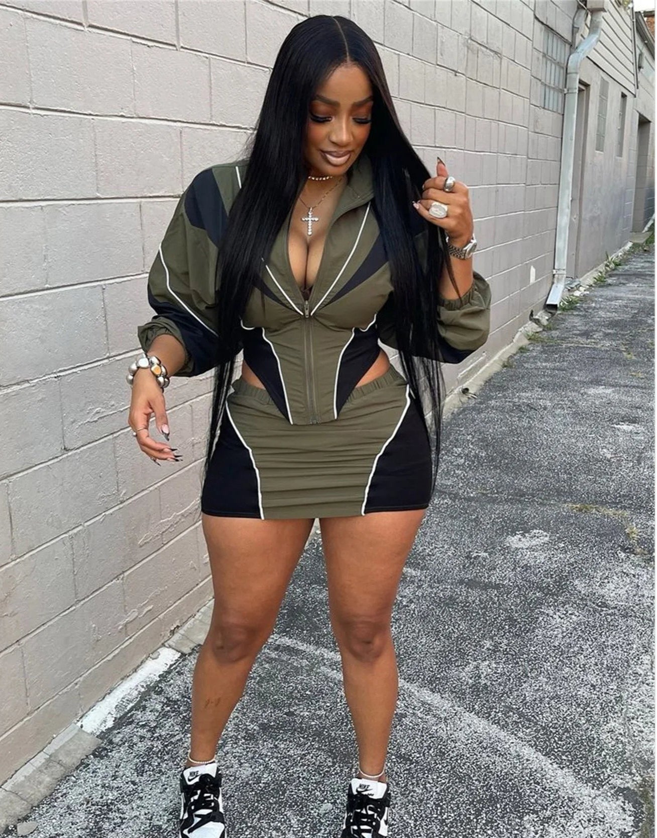 Lydia Jacket and Two-Piece Mini Skirt Set.