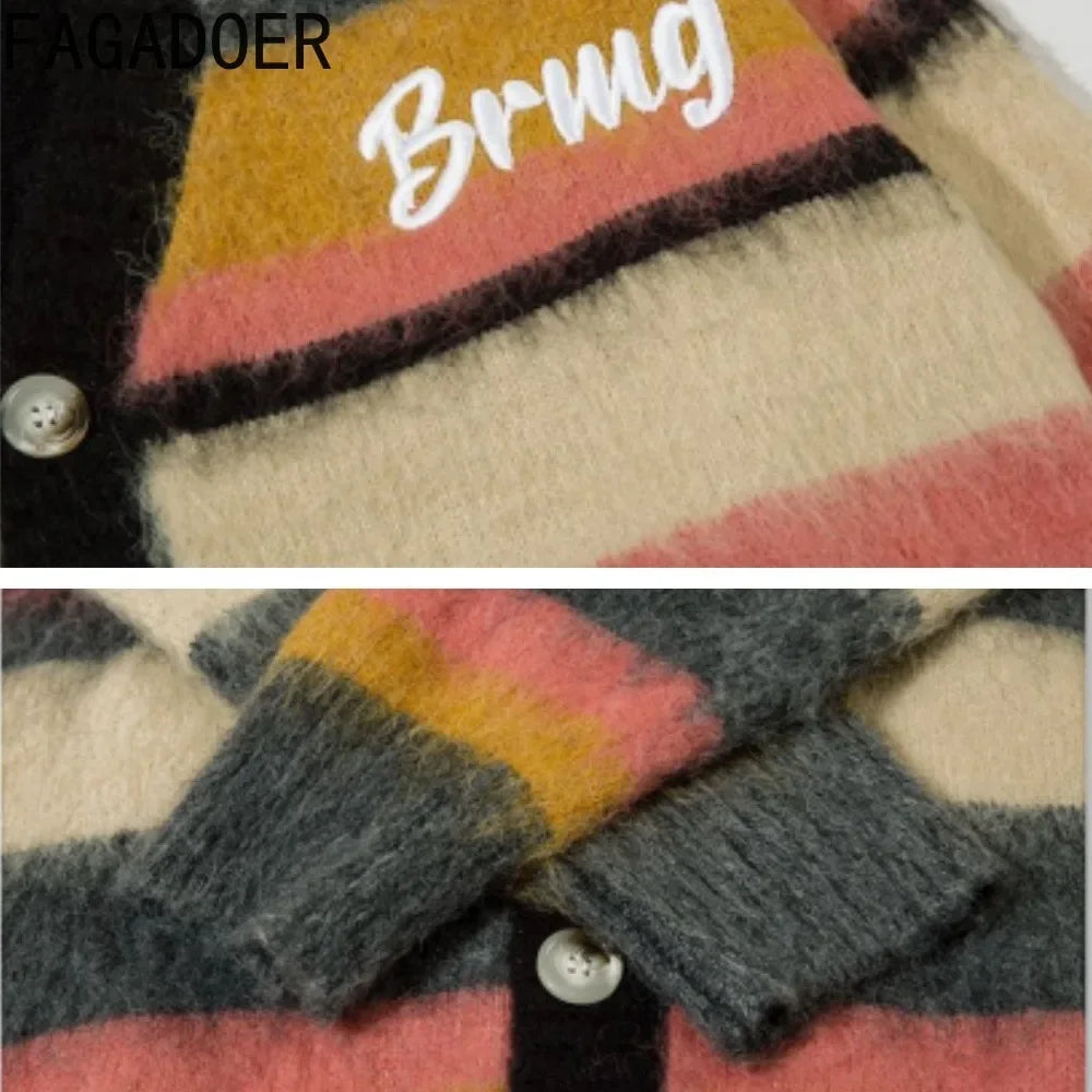 Letter Cardigan V-Neck Loose Sweater