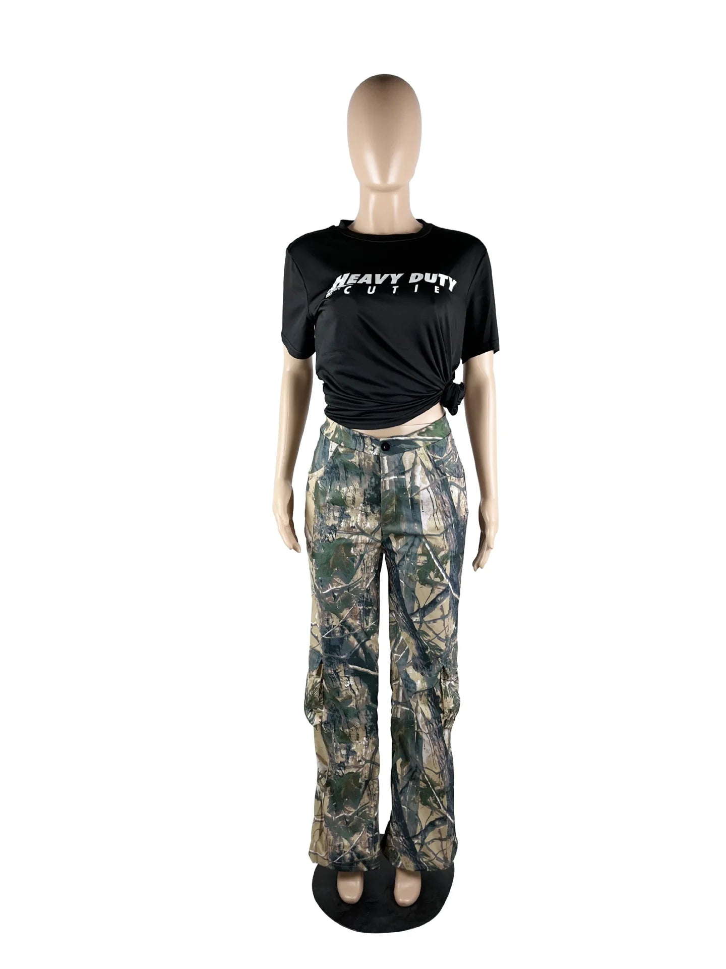 Camouflage Wide Leg Cargo Pants