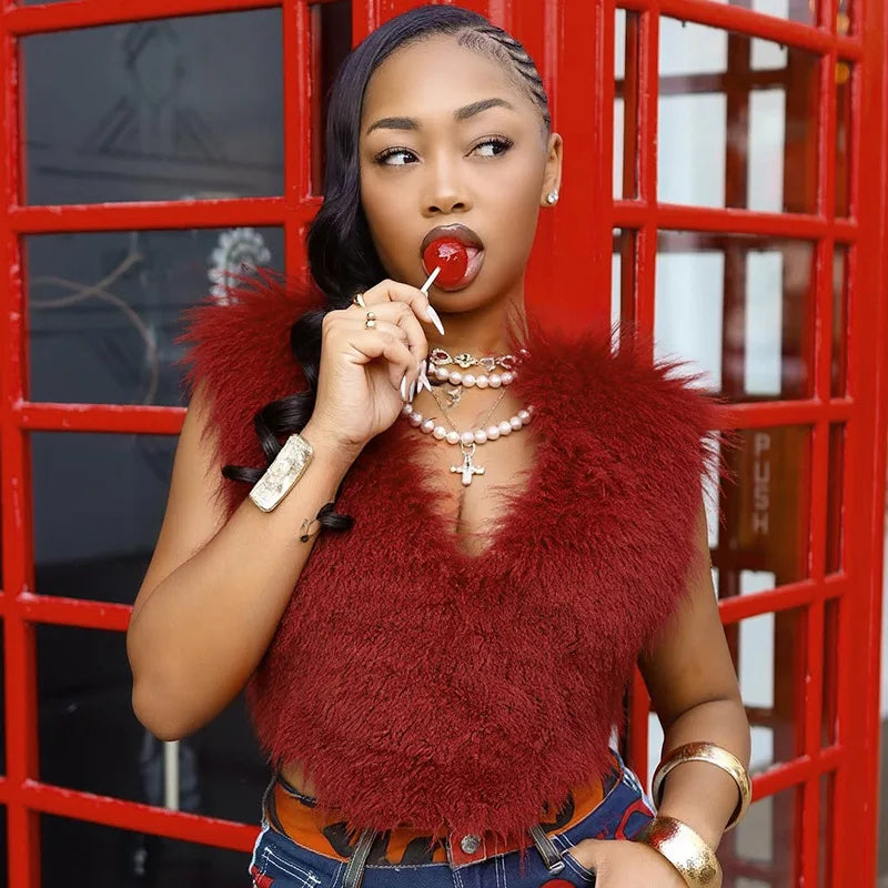 Niya Backless Bandage Fur Top