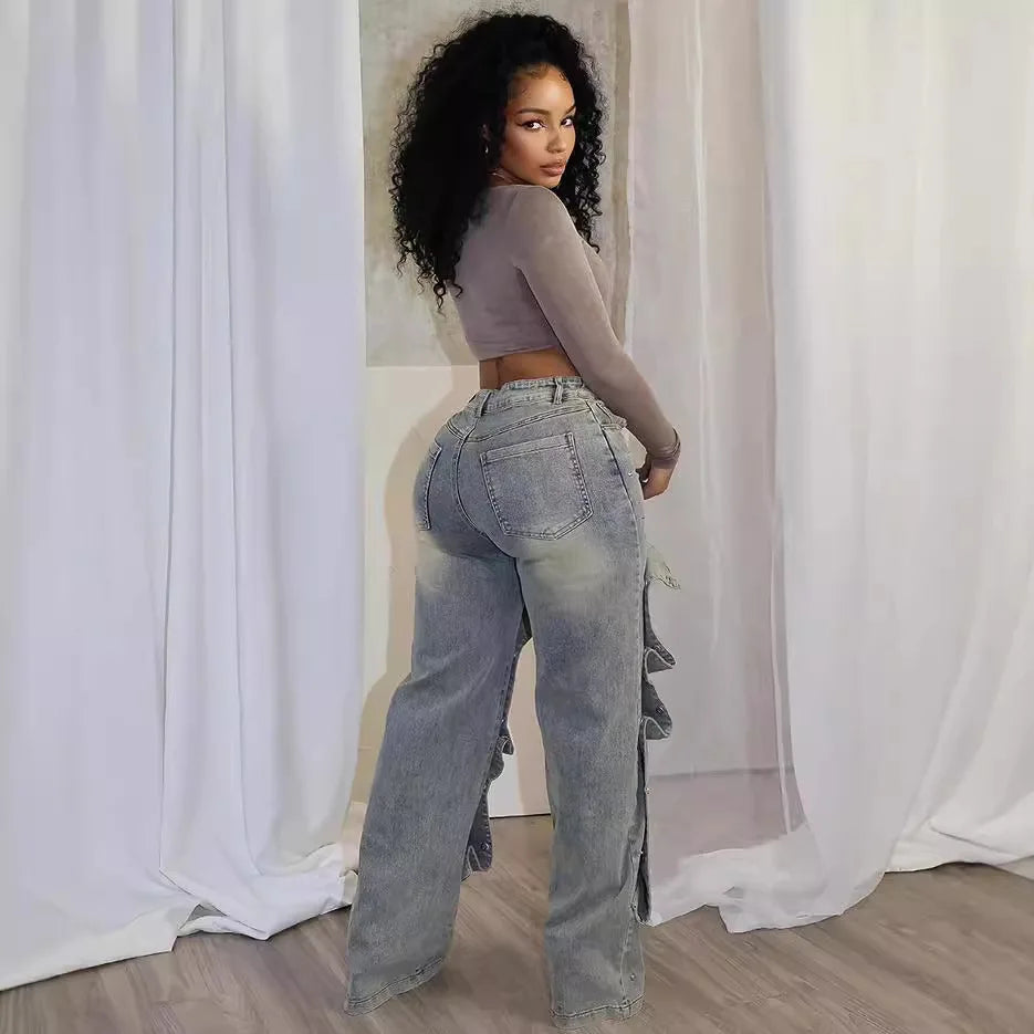 Denim Detachable High Waisted Pants.