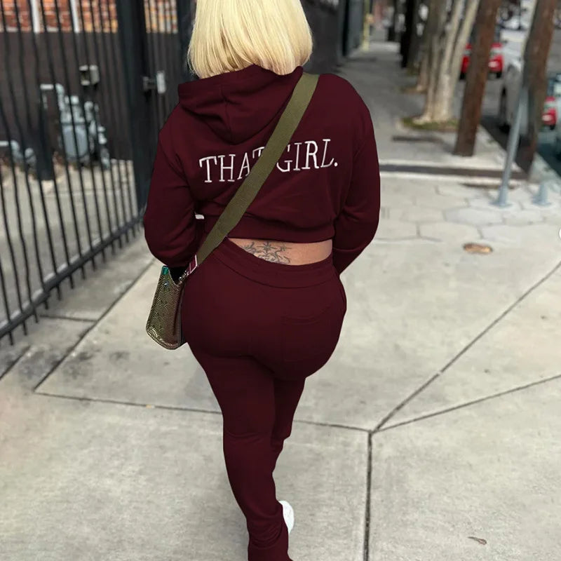 High Waist Drawstring Pants Set.