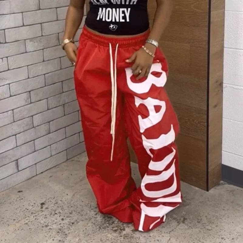Baddie high waist print sweatpants