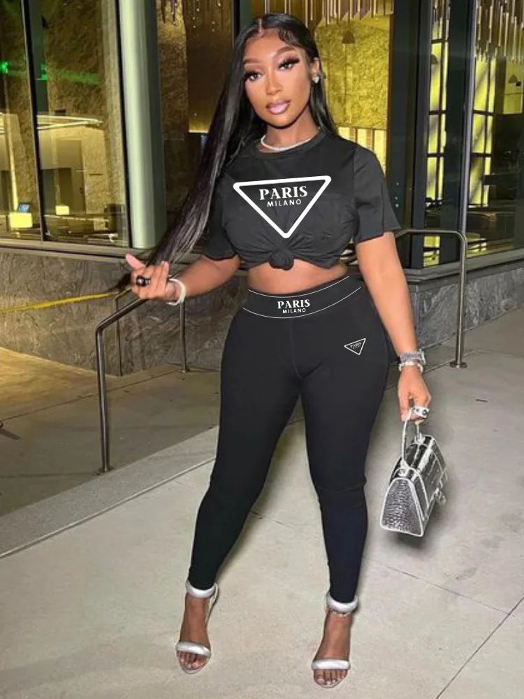Paris Print Top and Pants Two-Piece Set