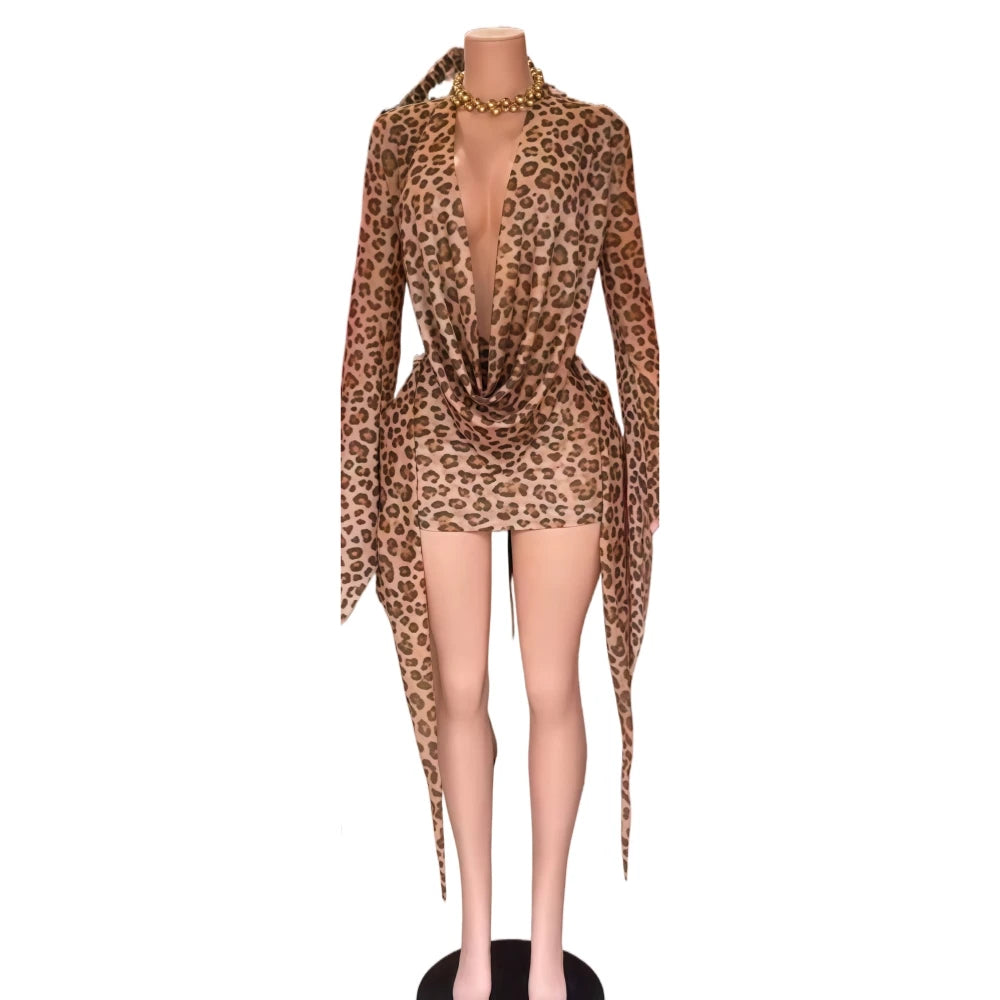 Polka Dot V-neck Batwing Dress