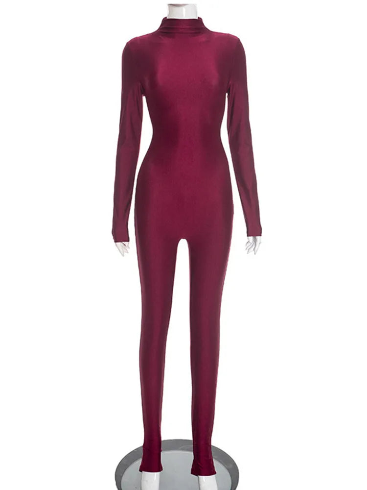 Back Zip Bodycon Jumpsuit