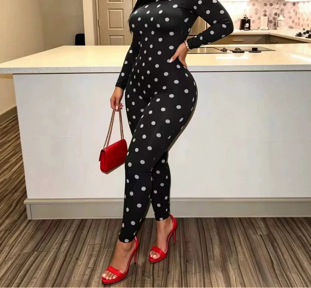 Polka Dot Bodycon Jumpsuit