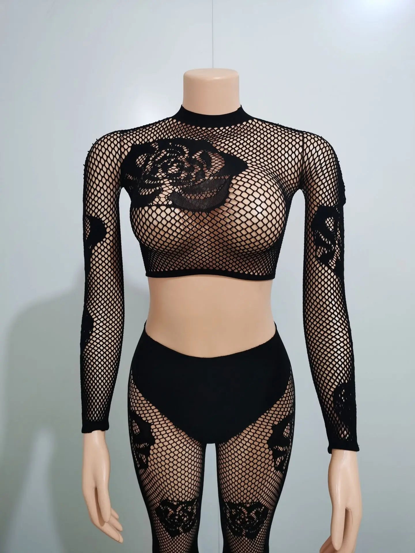 Lace Me Mesh Two-Piece Pant Set.