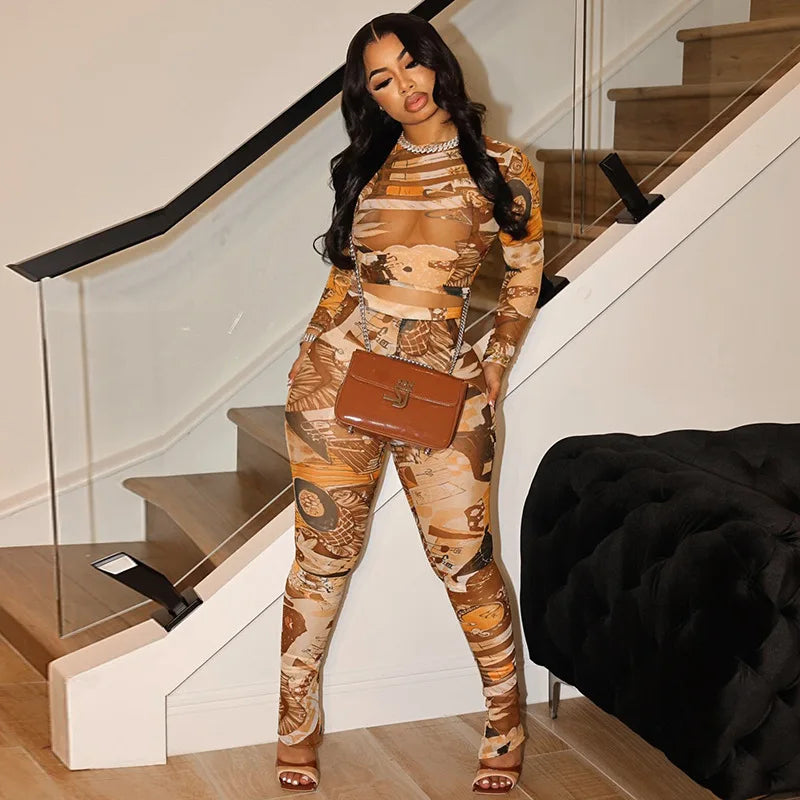 Tati Mesh Print Pants Set