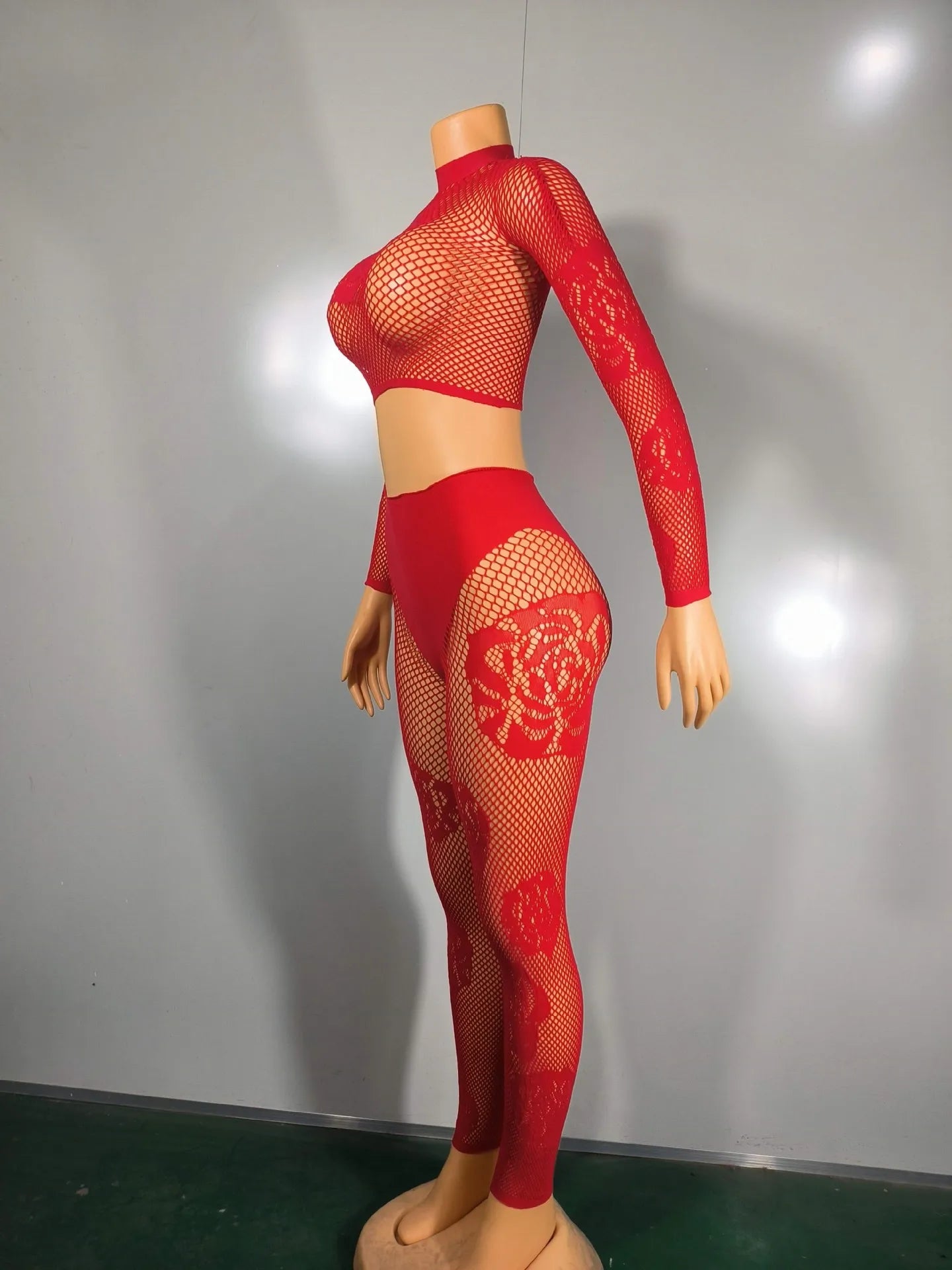 Lace Me Mesh Two-Piece Pant Set.