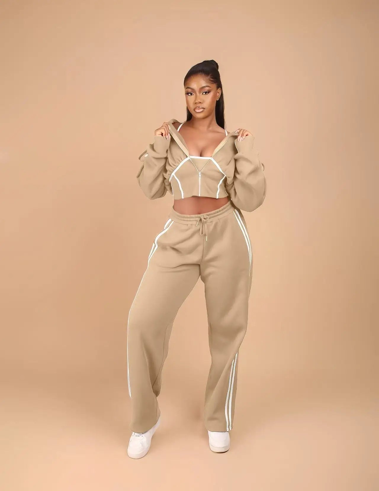 Striped Crop Pants Set