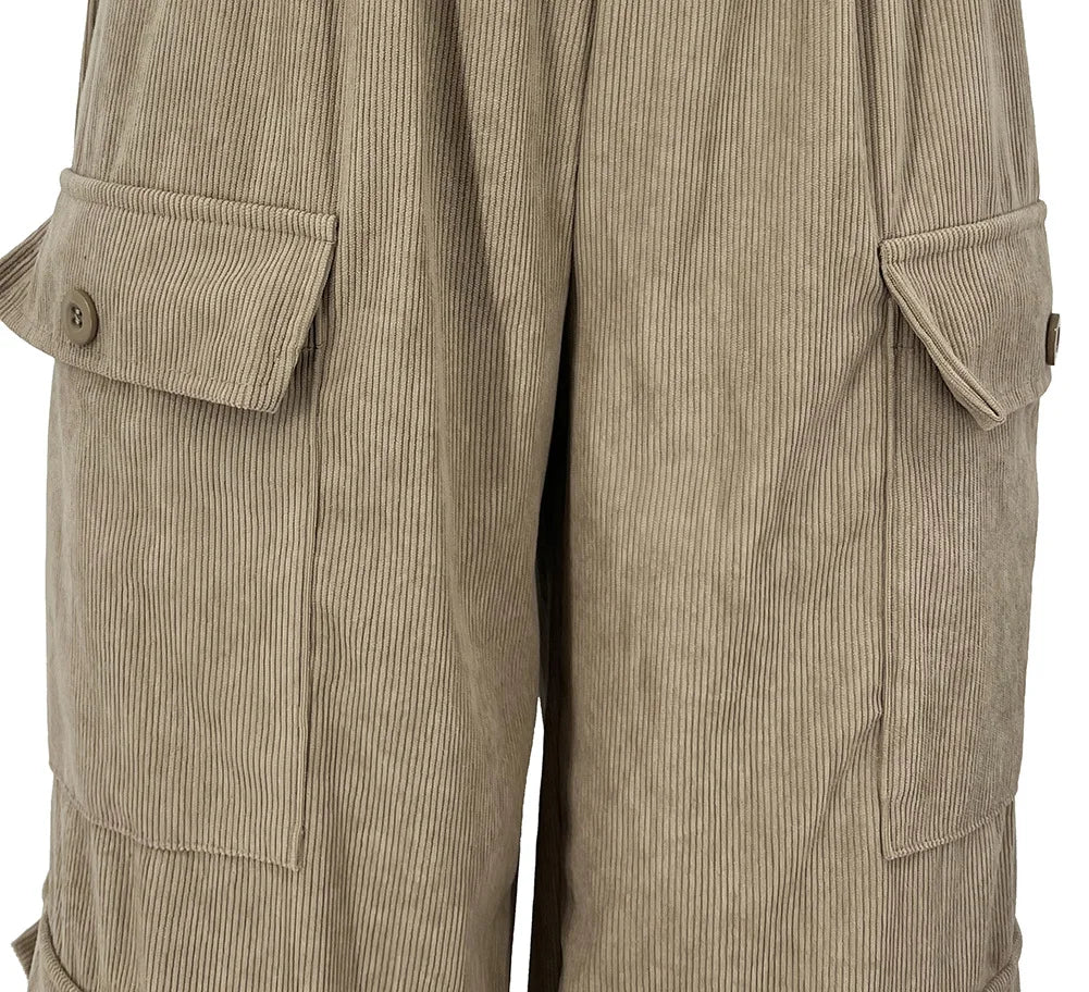 Terry Cargo High Waist Wide Leg Pants