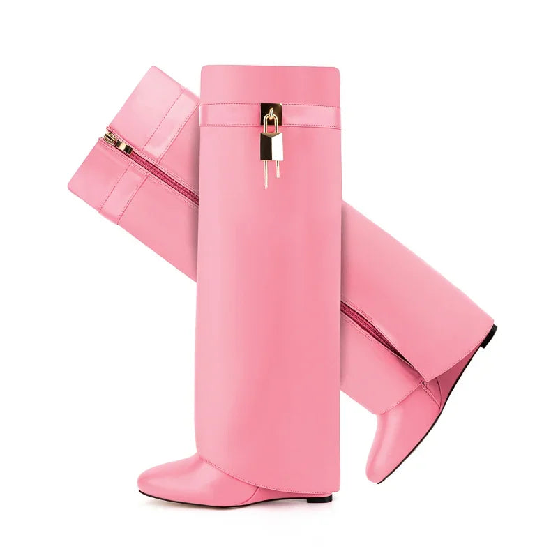 Knee-length Zipper Lock Boots