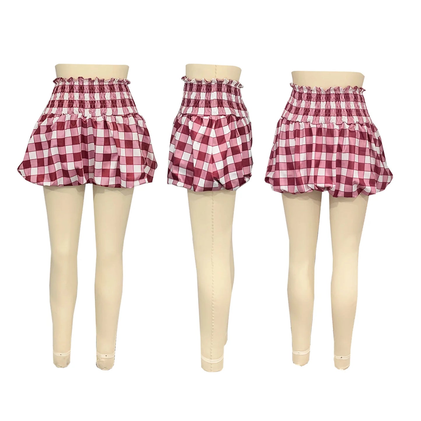 Puff Plaid Mini Skirt.