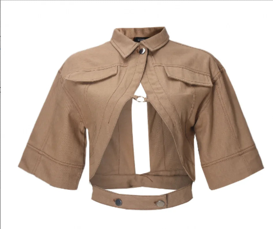 Cut Out Cropped Jacket