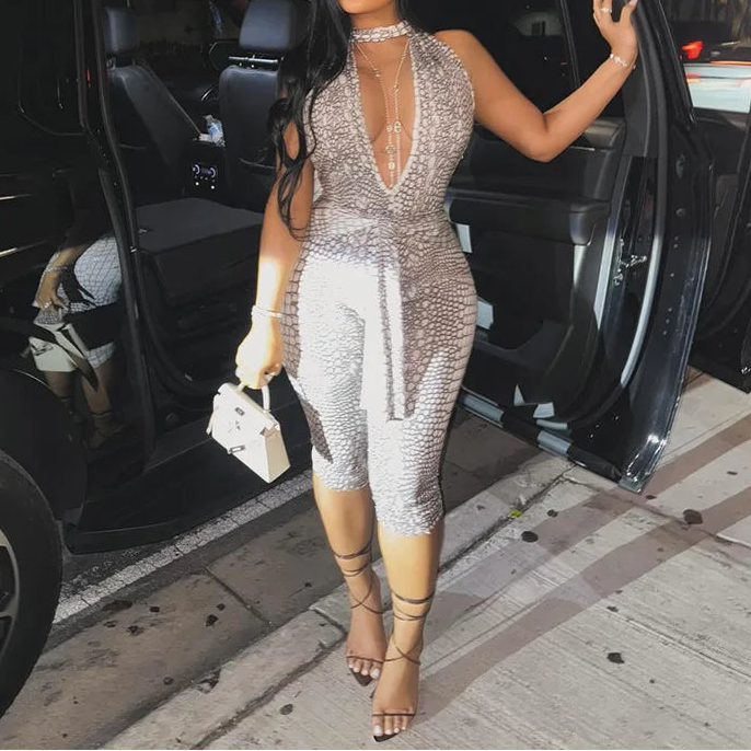 Python Bodycon Jumpsuit