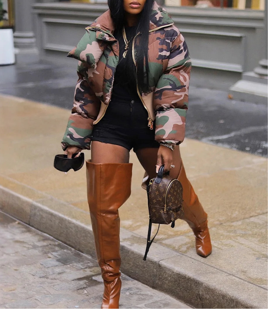 Bubble Puffer Coats Ruffle Jacket