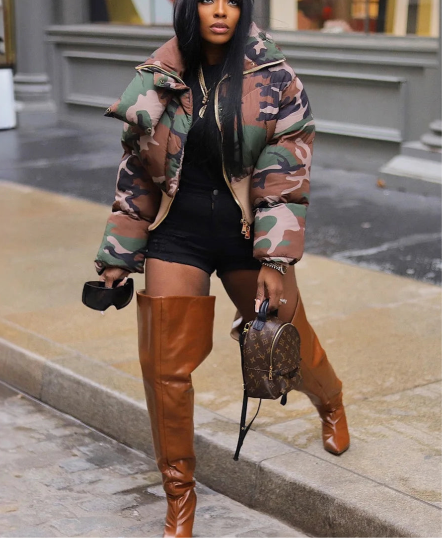 Bubble Puffer Coats Ruffle Jacket