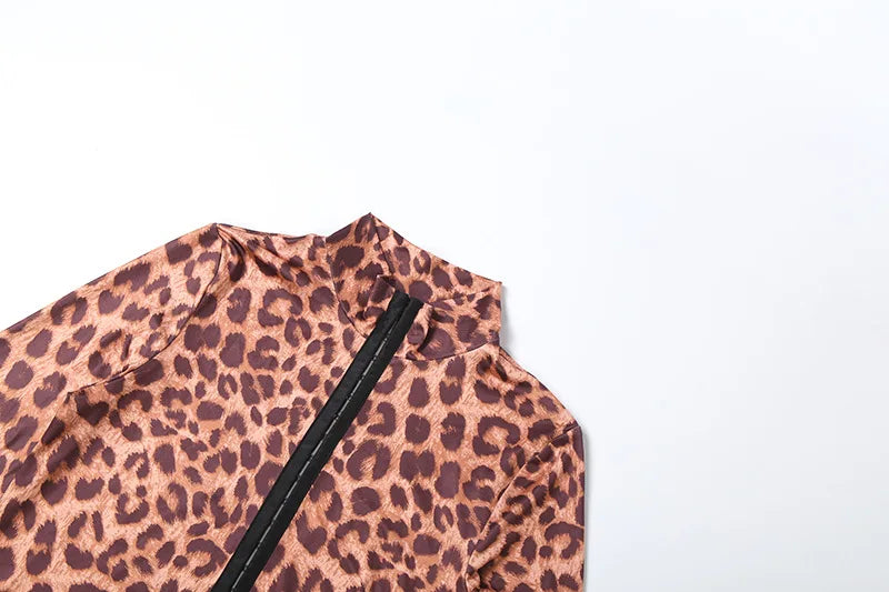 Leopard Zipper Matching Two-piece Set