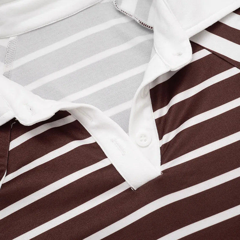 Striped Polo Neck Top