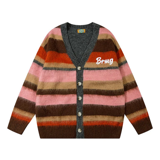 Letter Cardigan V-Neck Loose Sweater