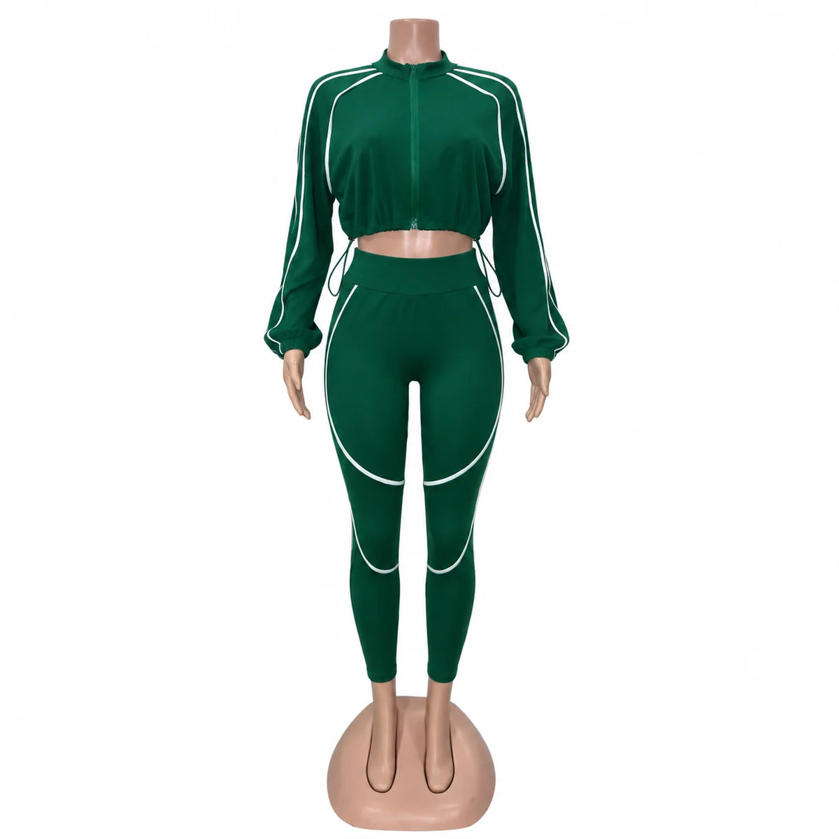 Cropped Zip Jacket and High Waist Leggings Sport Set