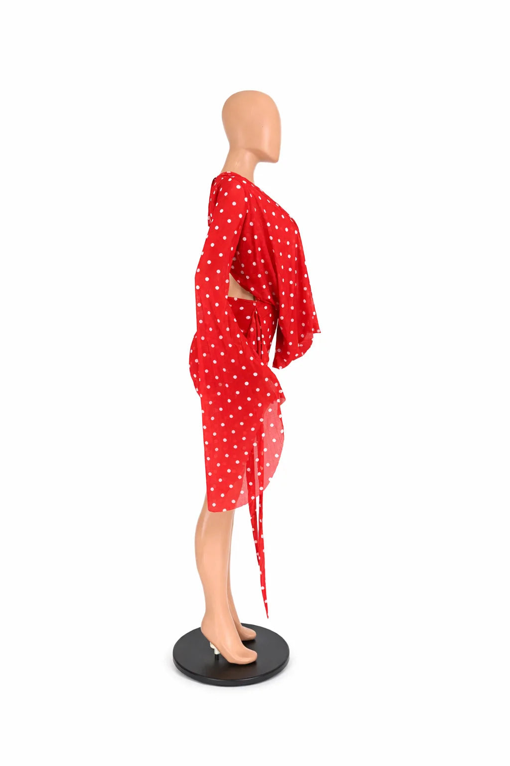 Polka Dot V-neck Batwing Dress