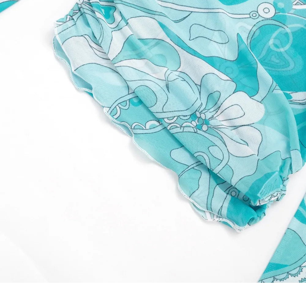 Printed Mesh Two-Piece Set