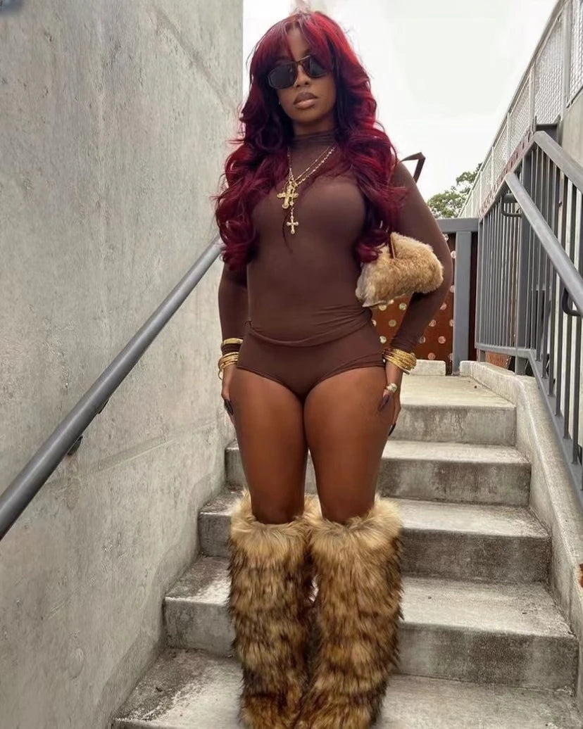 Winter Faux Fur Long Boots.