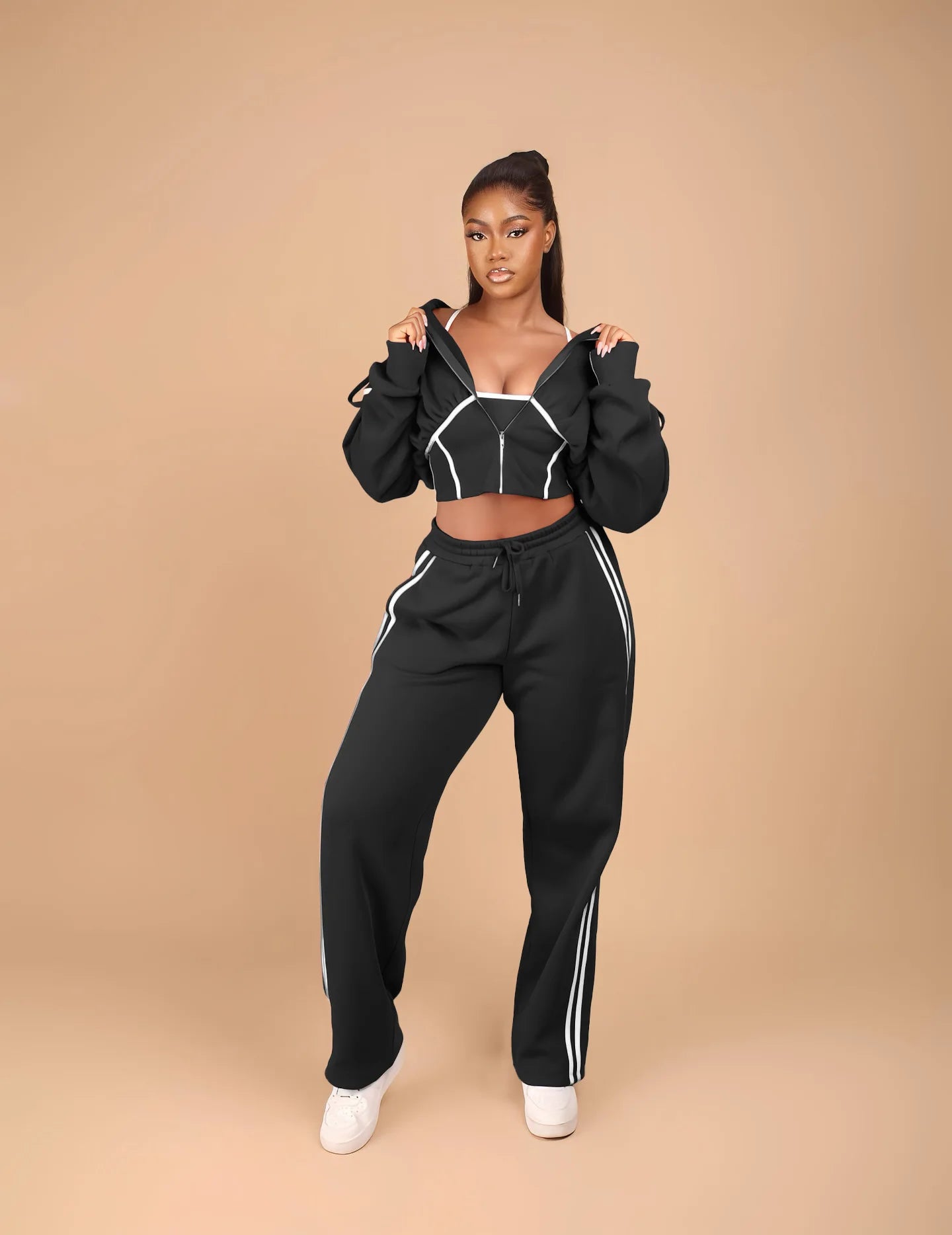 Striped Crop Pants Set