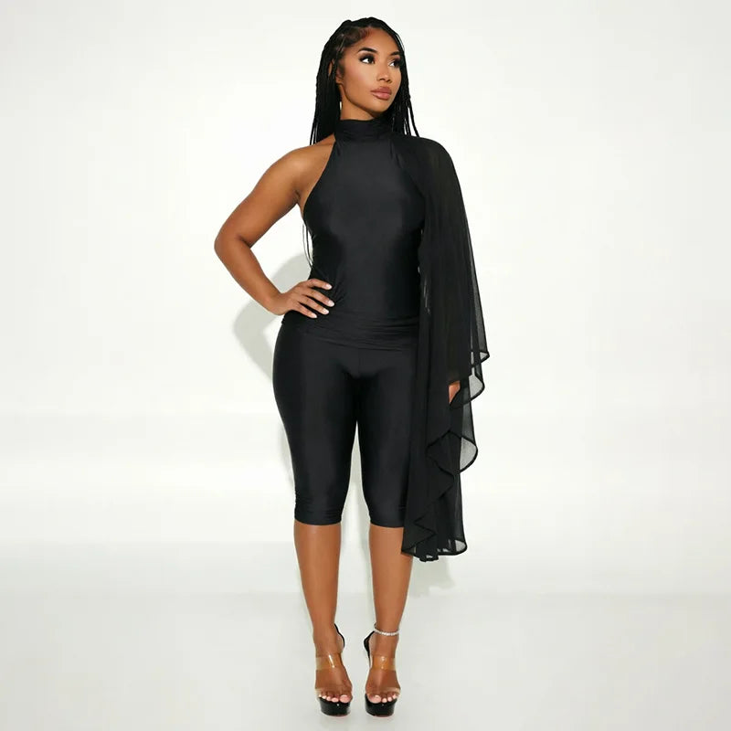 Asymmetric Cape Bodycon One Piece Sexy Elegant Party Club Outfit