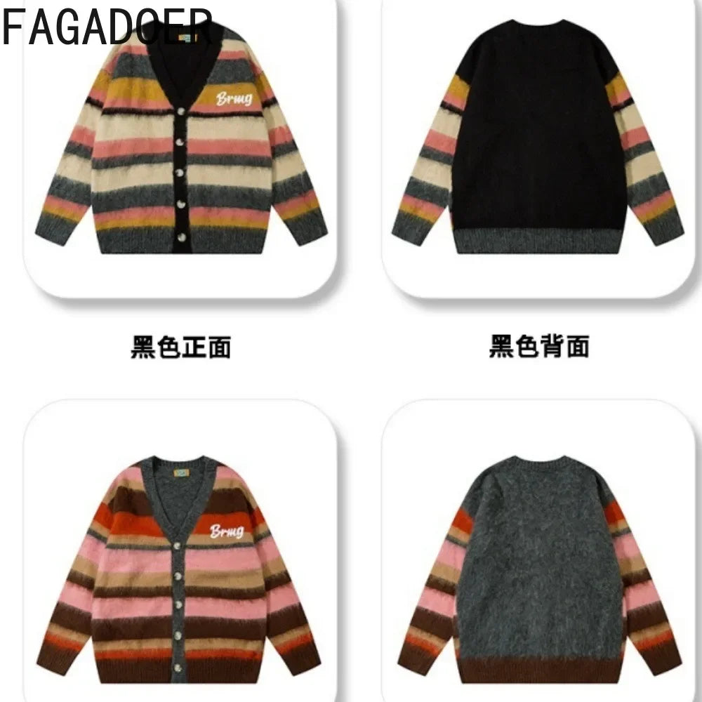 Letter Cardigan V-Neck Loose Sweater