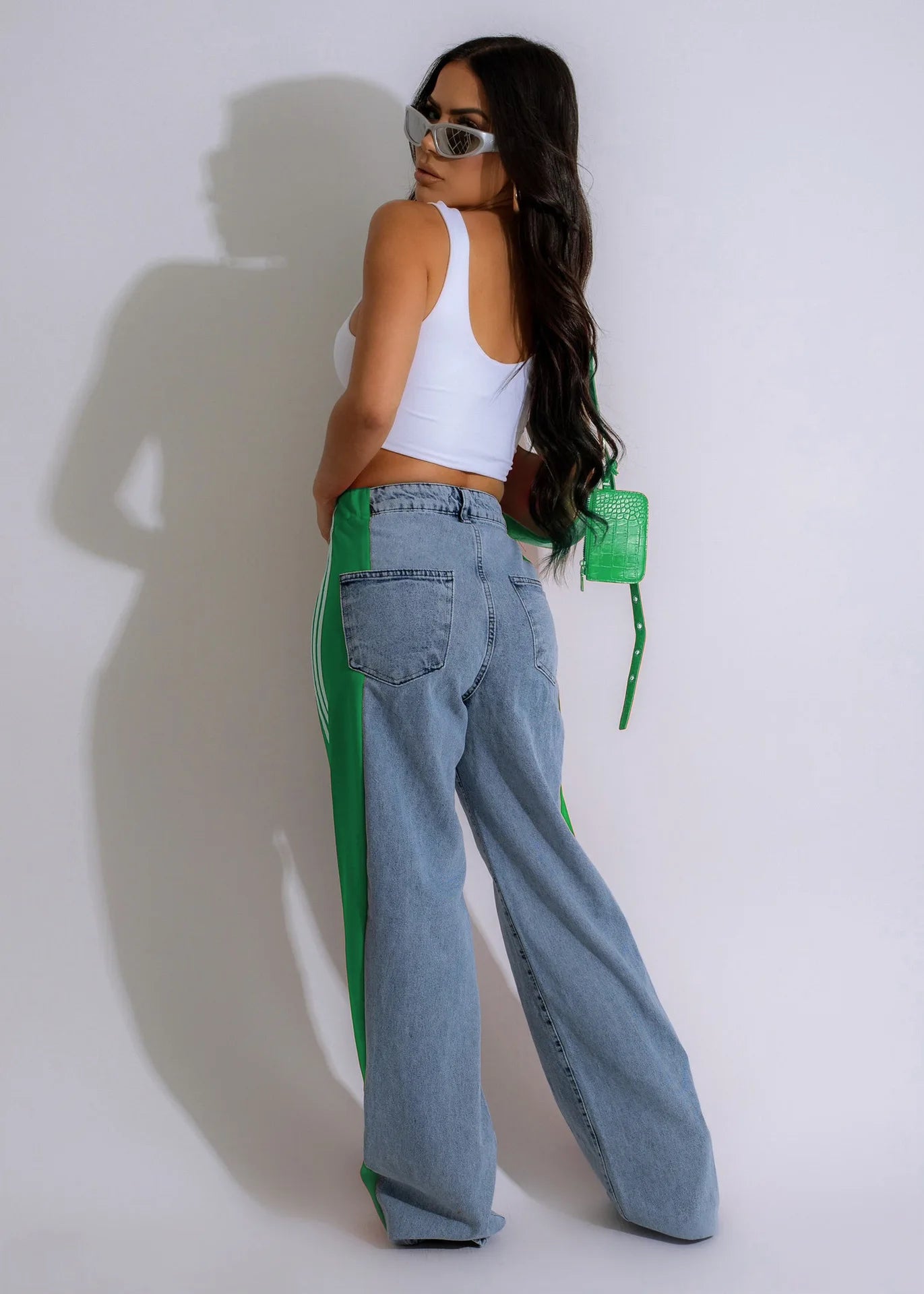 Fia Denim Striped High Waist Pants
