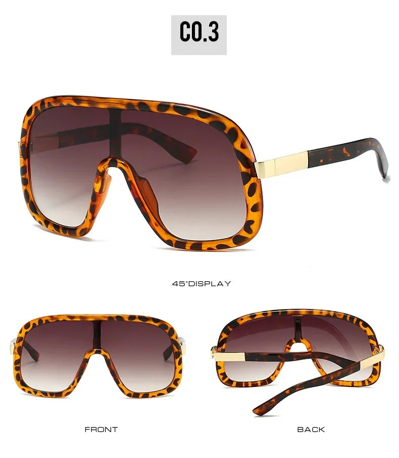 Vintage Big Frame Mask Gradient Sunglasses
