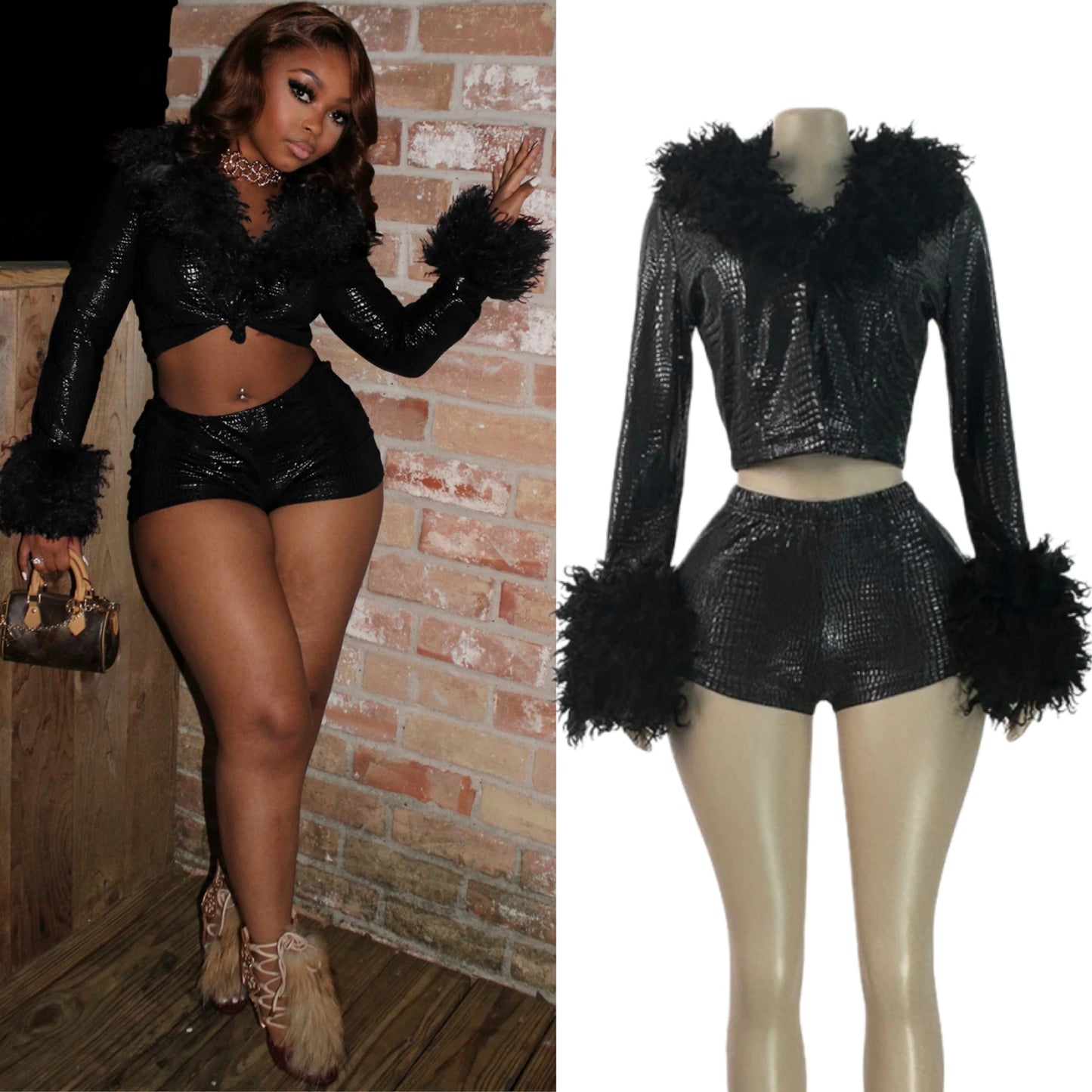 Bougie Hustler Fur Patchwork Set